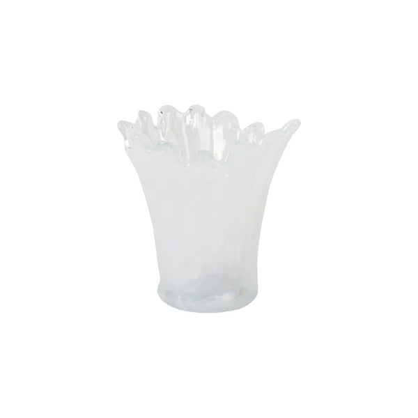 Vietri Onda Glass White Short Vase