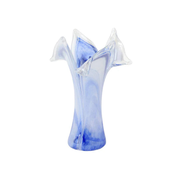 Vietri Onda Cobalt Glass Twisted Flower Vase