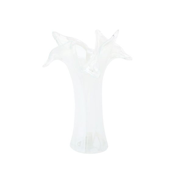 Vietri Onda White Glass Twisted Flower Vase
