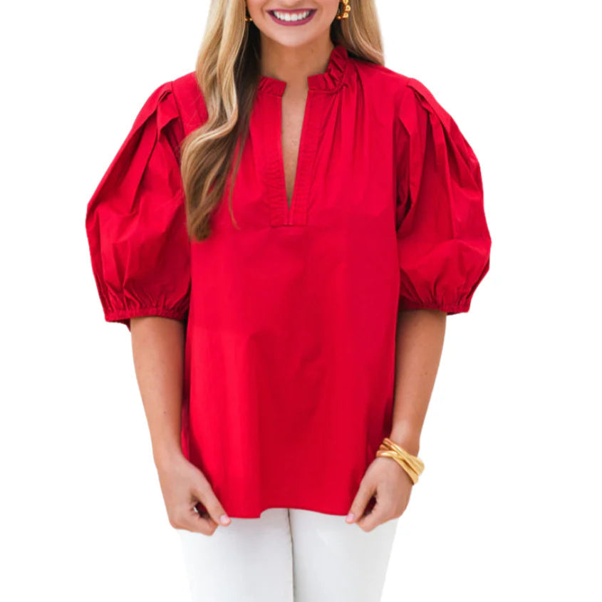 Caryn Lawn Anna Top - Scarlet