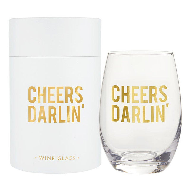 Cheers Darlin' Stemless Wine Glass