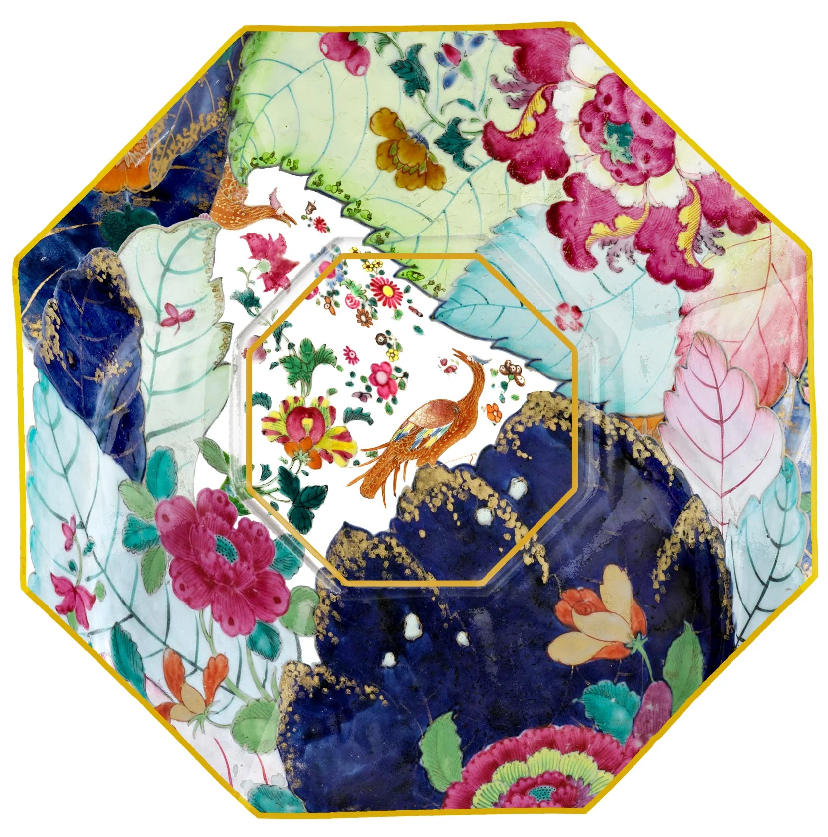 Ancient Tobacco Leaf Decoupage Plate - 2 Sizes