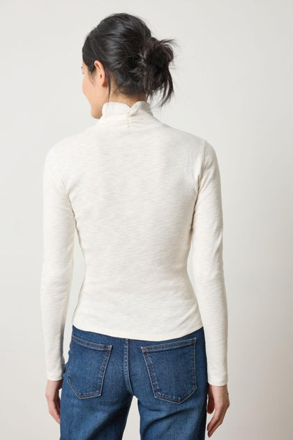 Lilla P Rib Slub Turtleneck - Talc