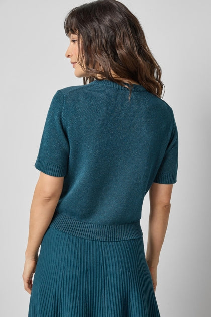 Lilla P Short Sleeve Sparkle Sweater - Deep Sea Sparkle