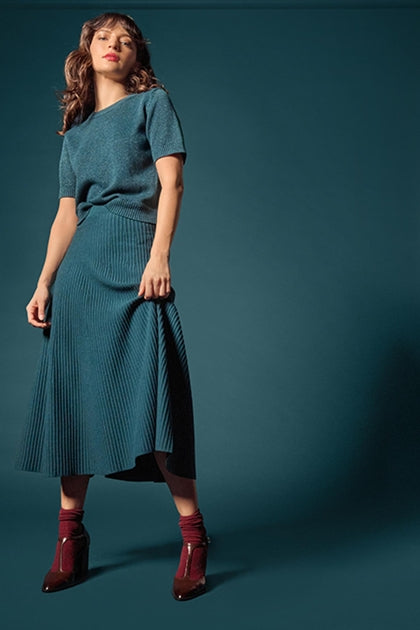 Lilla P Flared Knit Skirt: Deep Sea