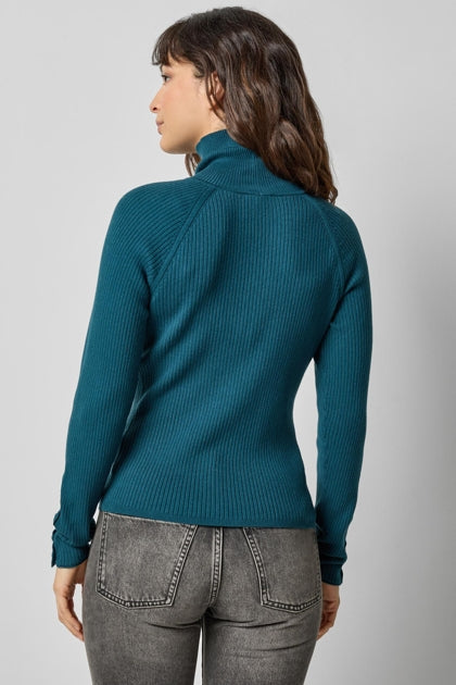 Lilla P Slim Rib Turtleneck - Deep Sea
