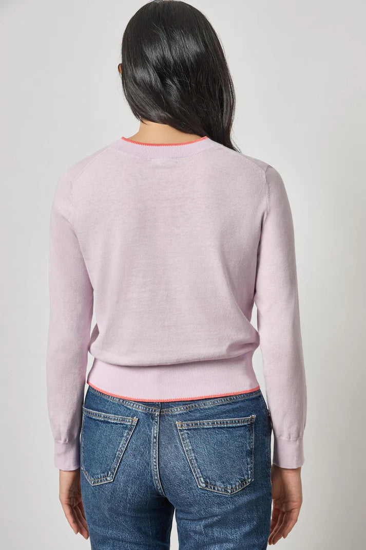 Lilla P Picot Edge Crewneck Sweater - Wisteria