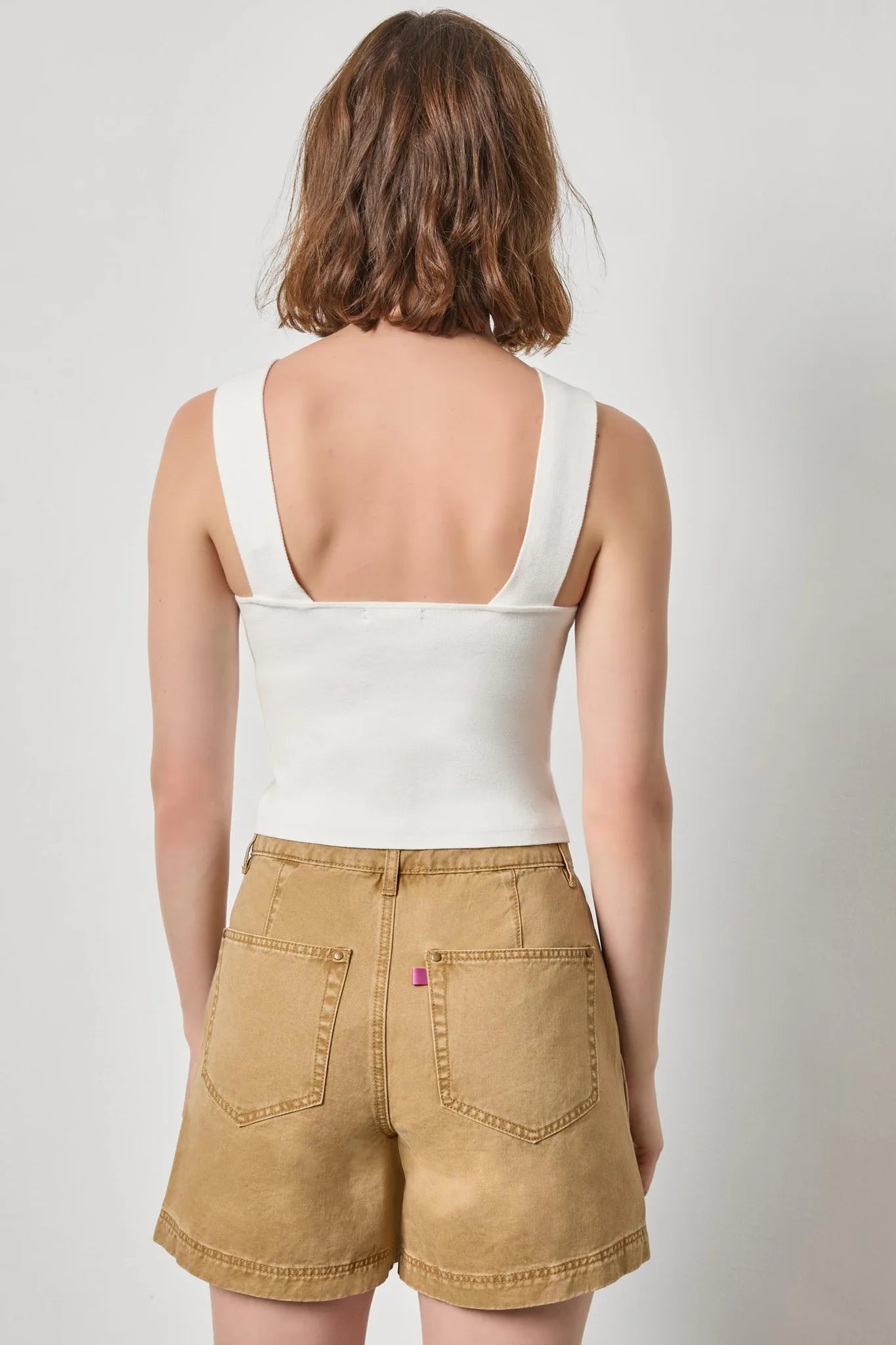 Lilla P Wide Strap Knit Tank - White