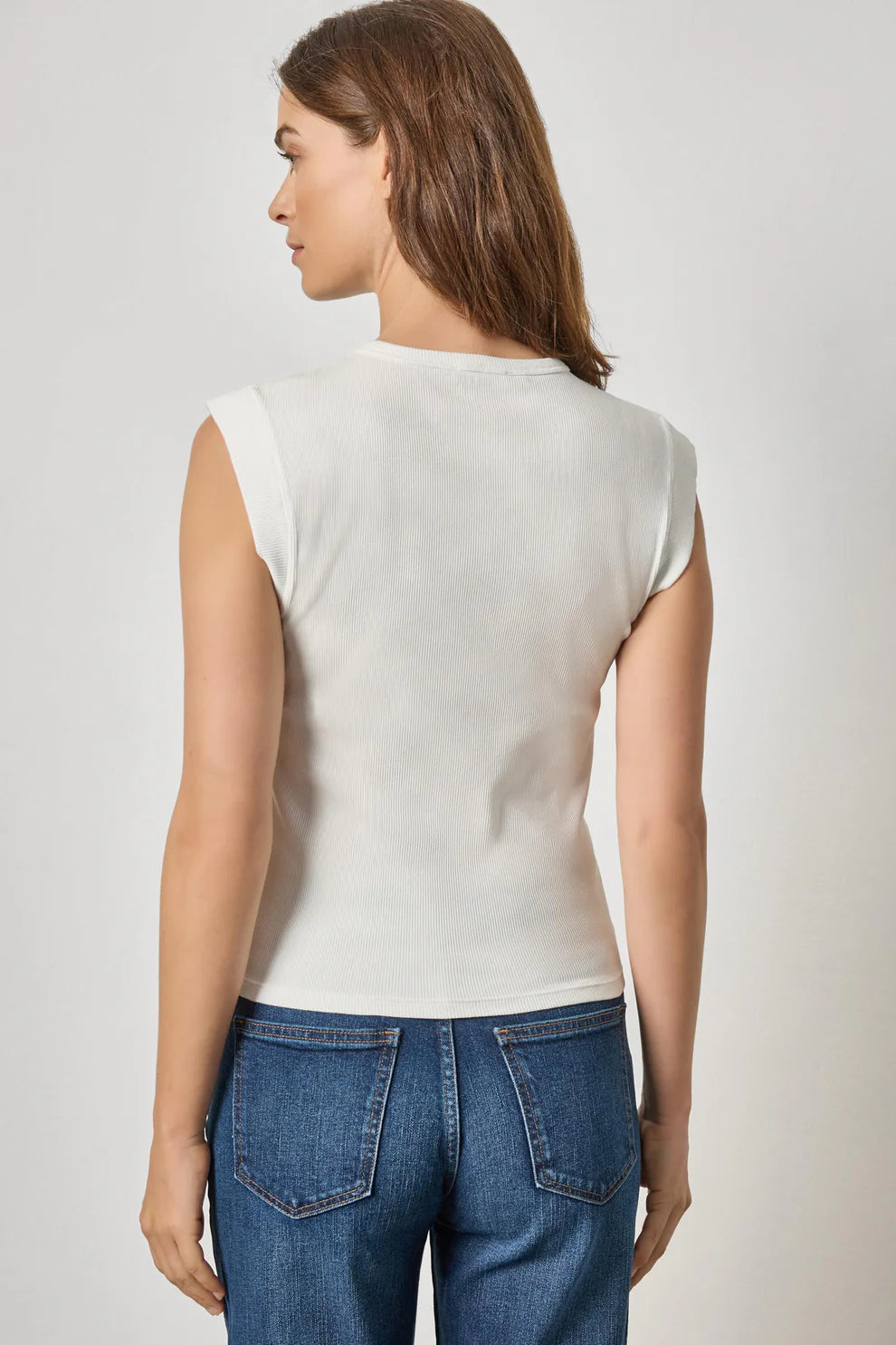 Lilla P Sunwashed Cap Sleeve Henley - White