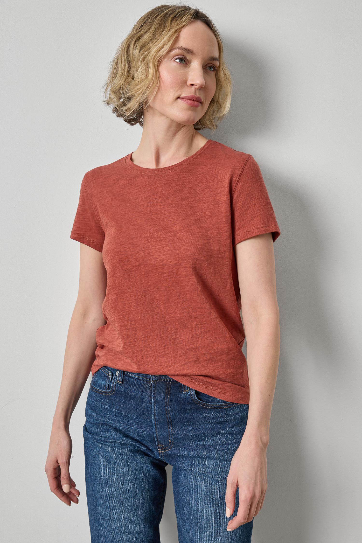 Short Sleeve Back Seam Crewneck | Henna and Olive