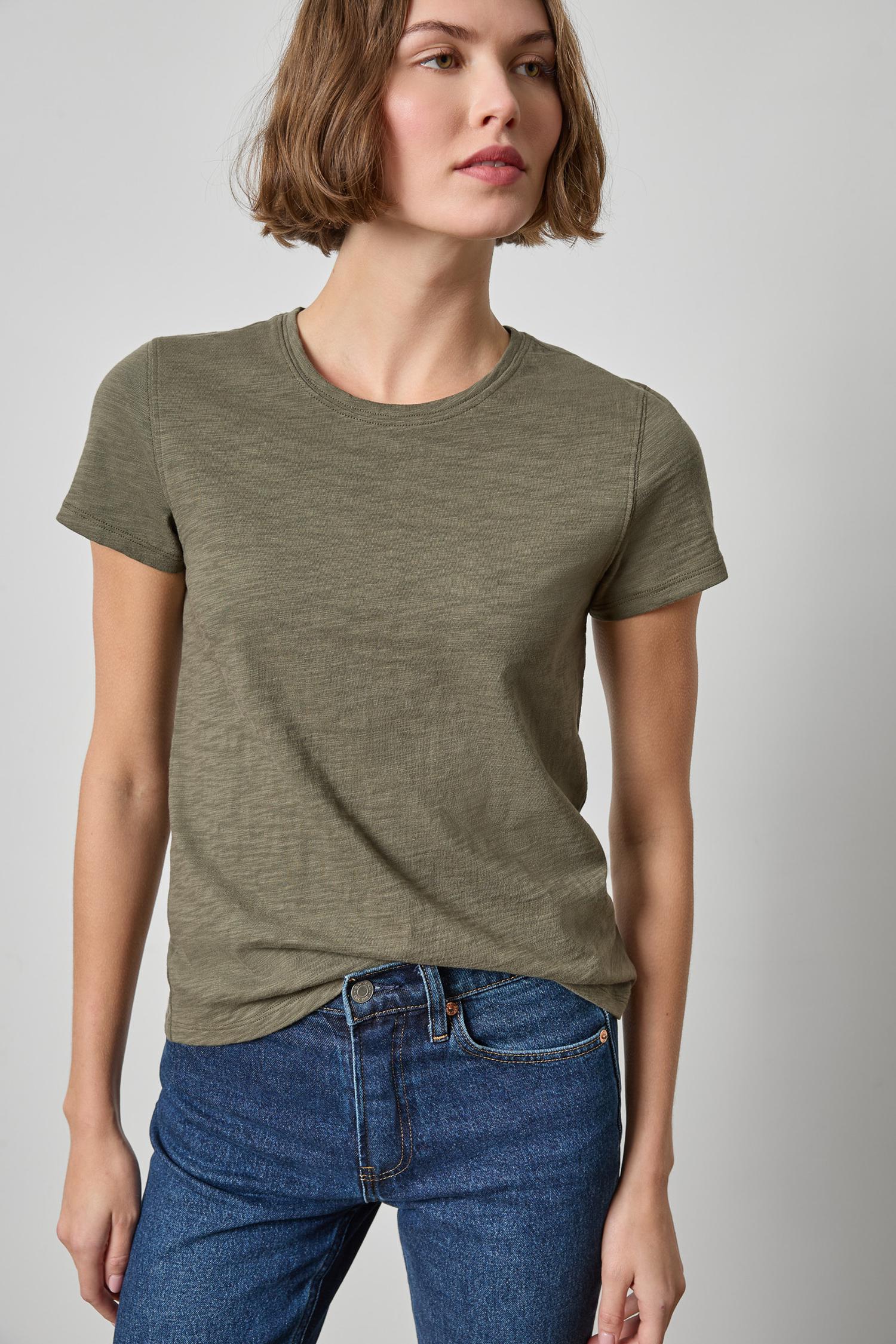 Short Sleeve Back Seam Crewneck | Henna and Olive