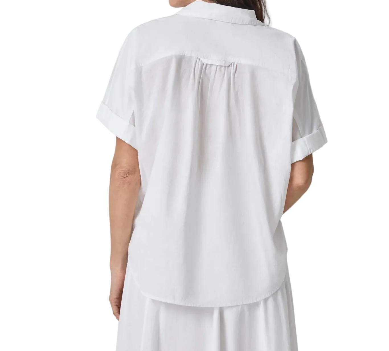 Lilla P Elbow Sleeve Button Down Top - White