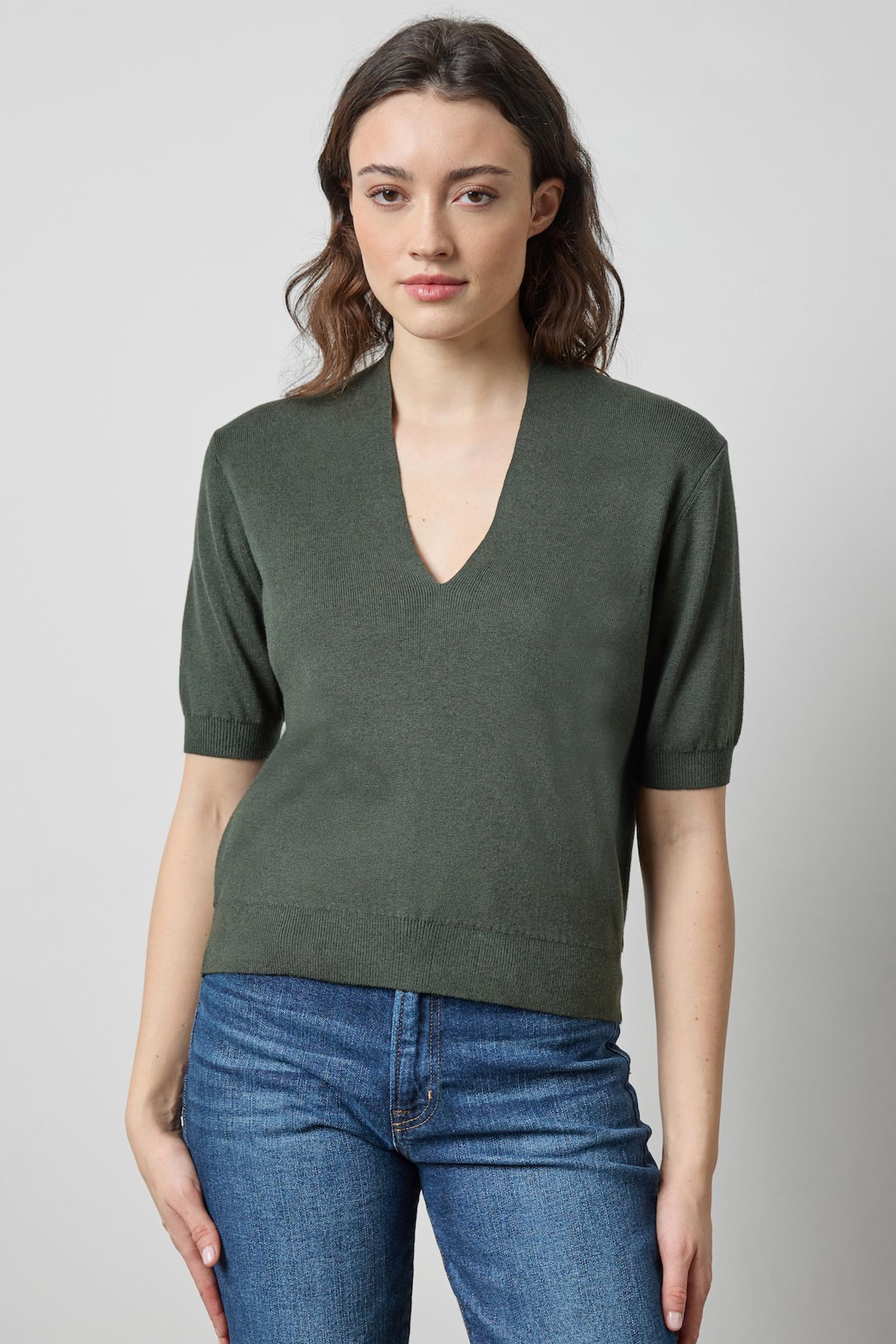 Lilla P V-Neck Elbow Sleeve Sweater | Balsam and Dewberry