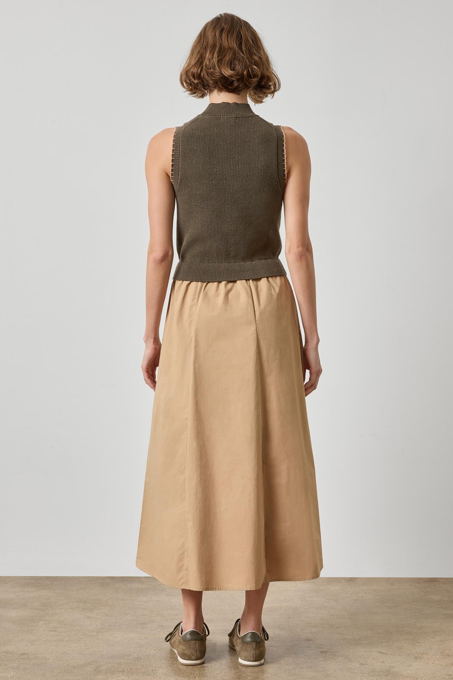 Lilla P Mixed Media Mock Neck Dress | Olive