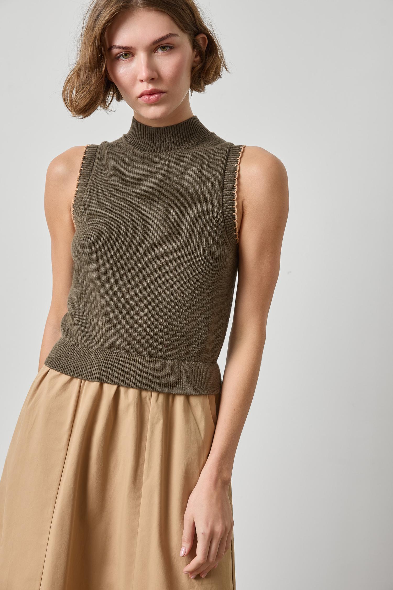 Lilla P Mixed Media Mock Neck Dress | Olive