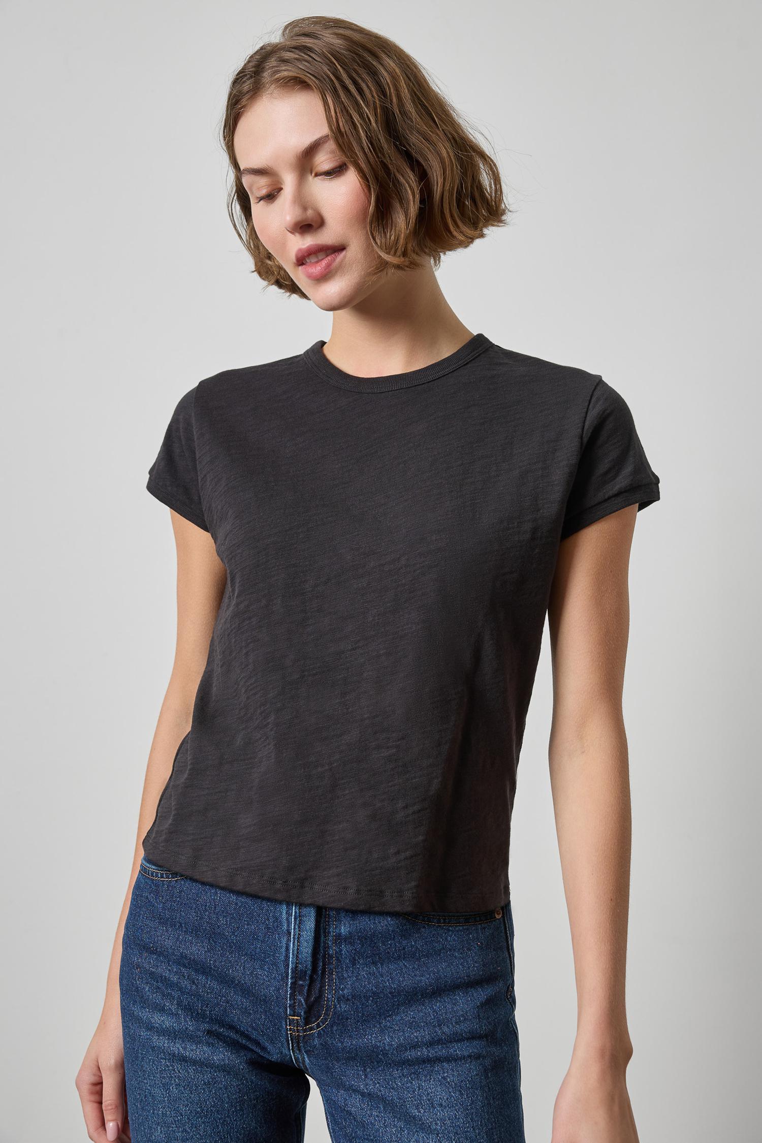 Lilla P Boxy Cap Sleeve Top | Black, Henna, Olive