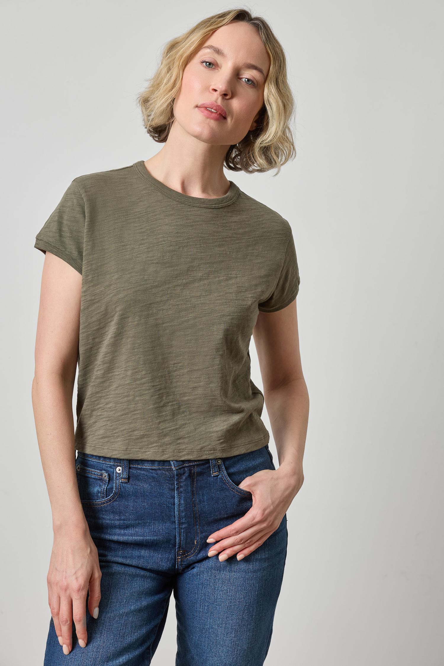 Lilla P Boxy Cap Sleeve Top | Black, Henna, Olive