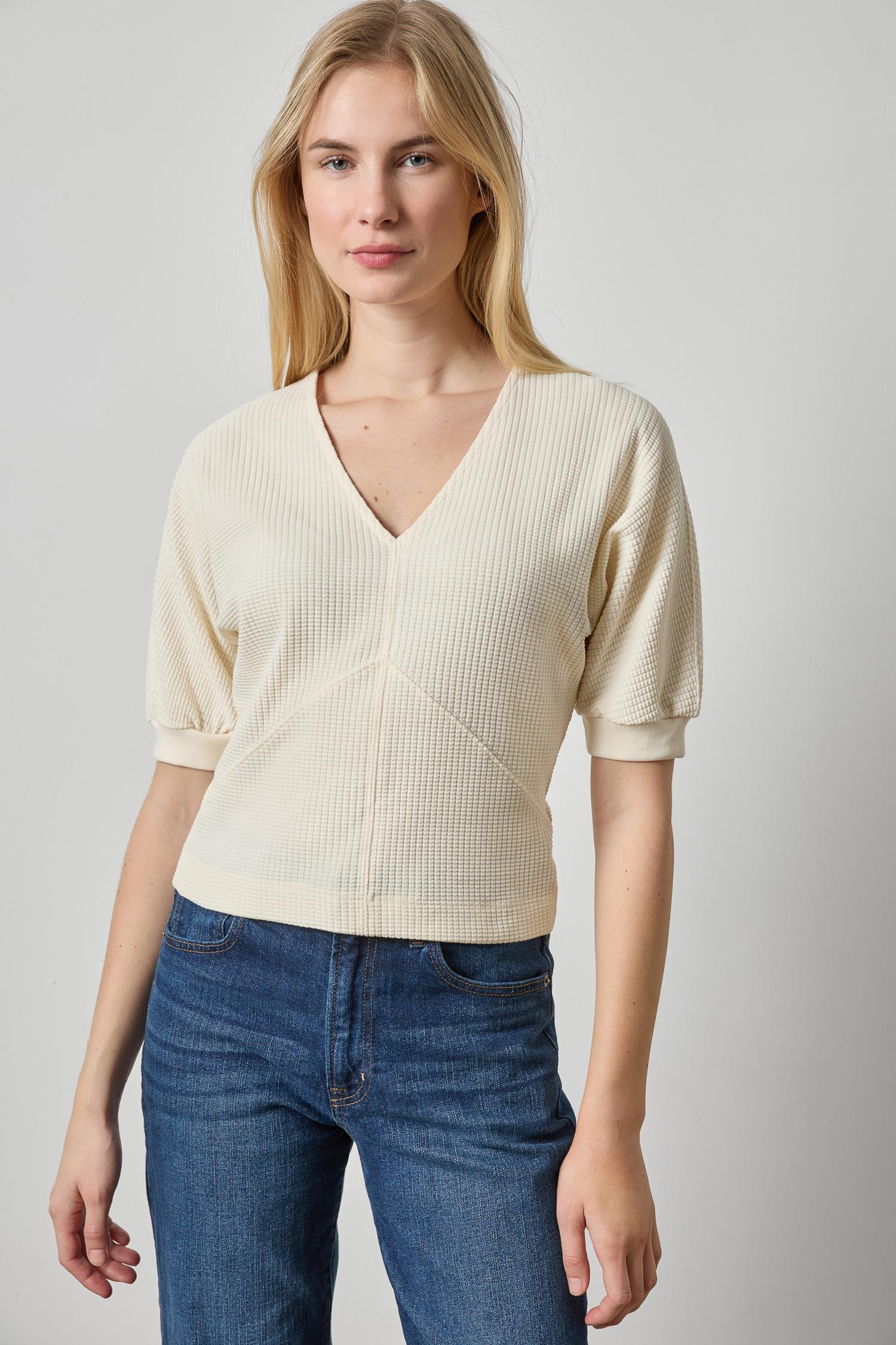 Lilla P Seamed V-Neck Top | Rope