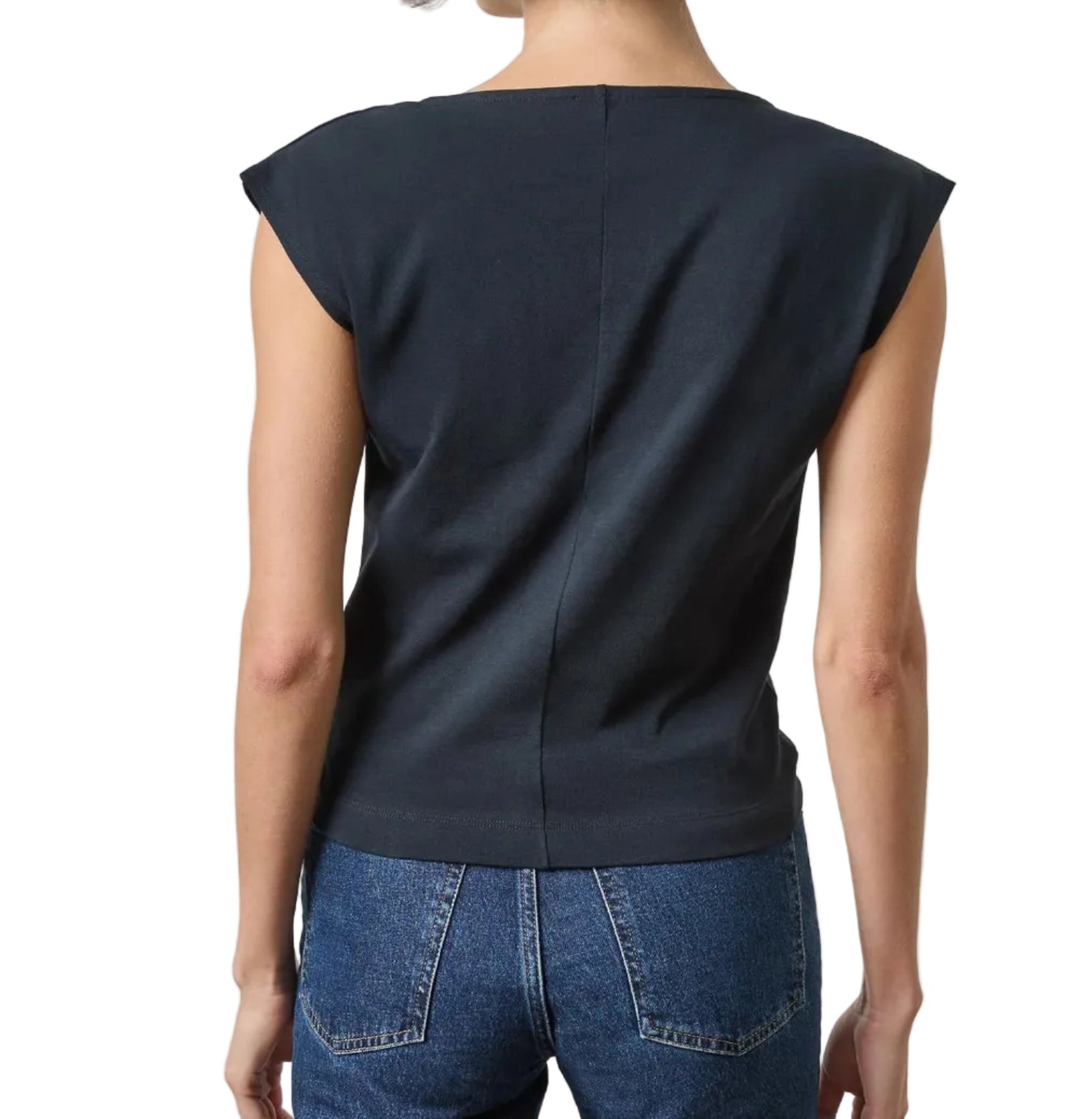 Lilla P Drape Neck Wedge Top | Black