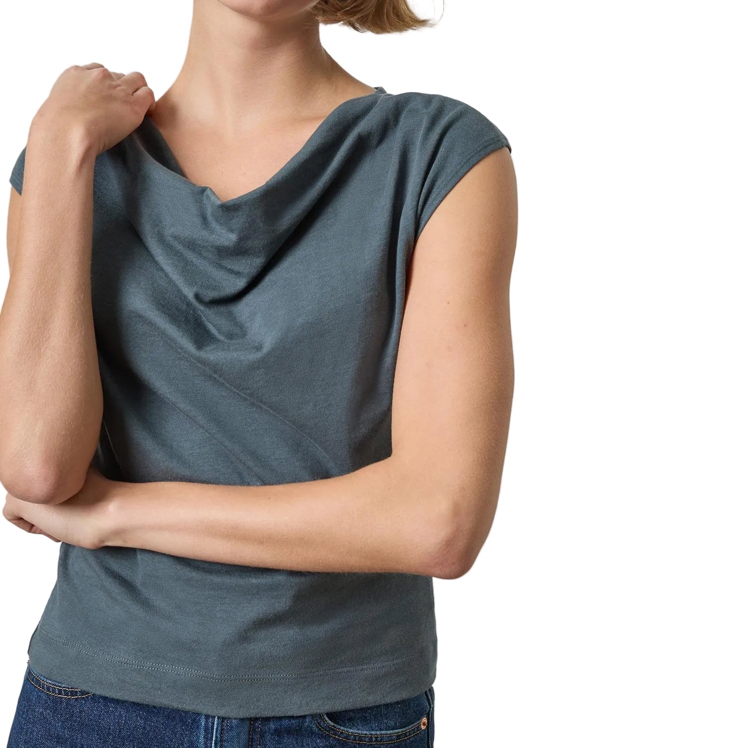 Lilla P Drape Neck Wedge Top | Mineral