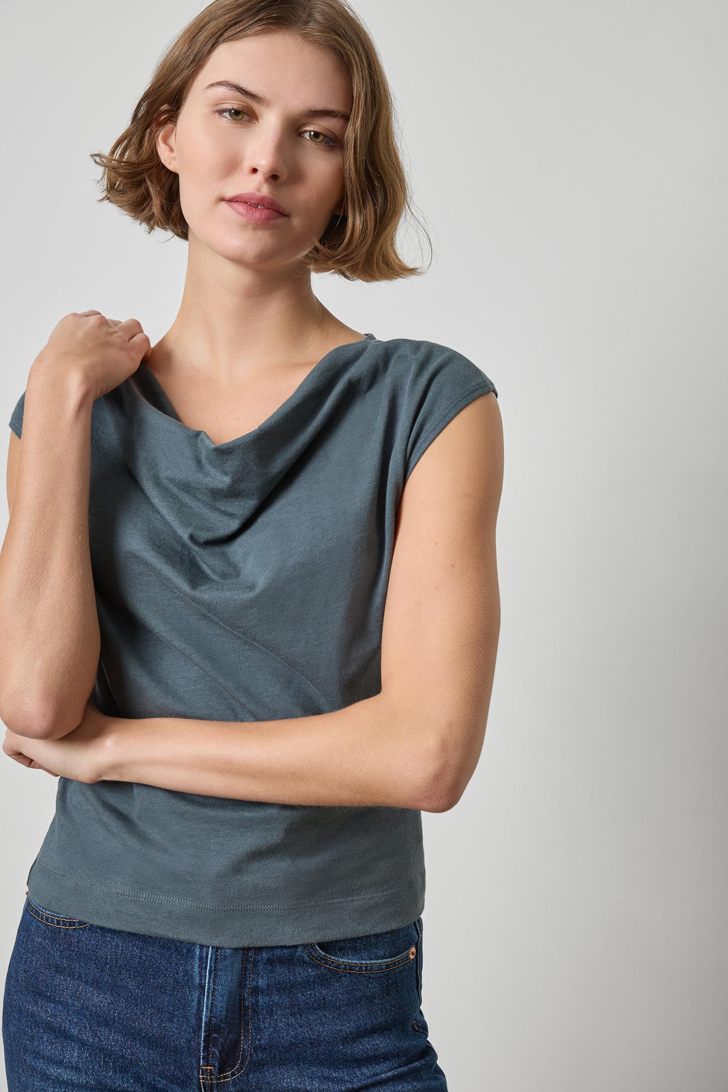 Lilla P Drape Neck Wedge Top | Mineral