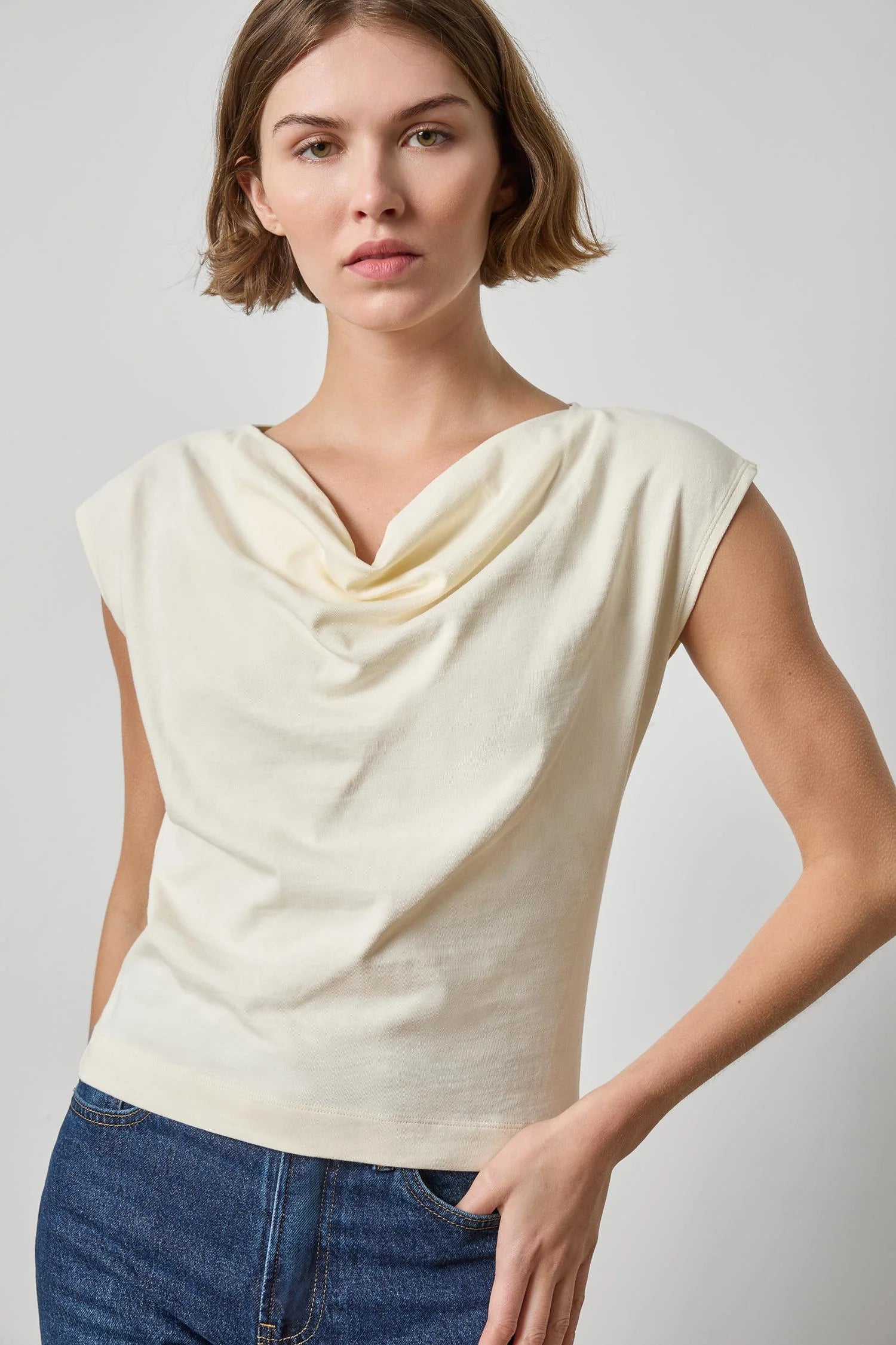 Lilla P Drape Neck Wedge Top | Rope