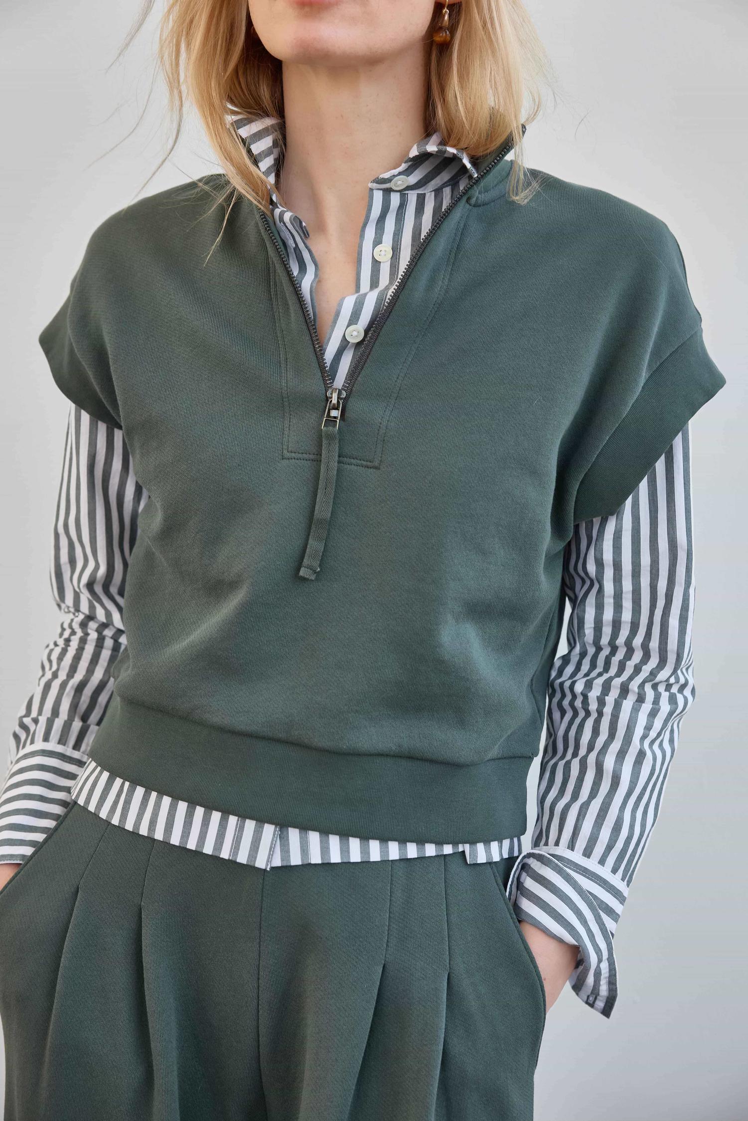 Lilla P Zip Mock Neck | Mineral