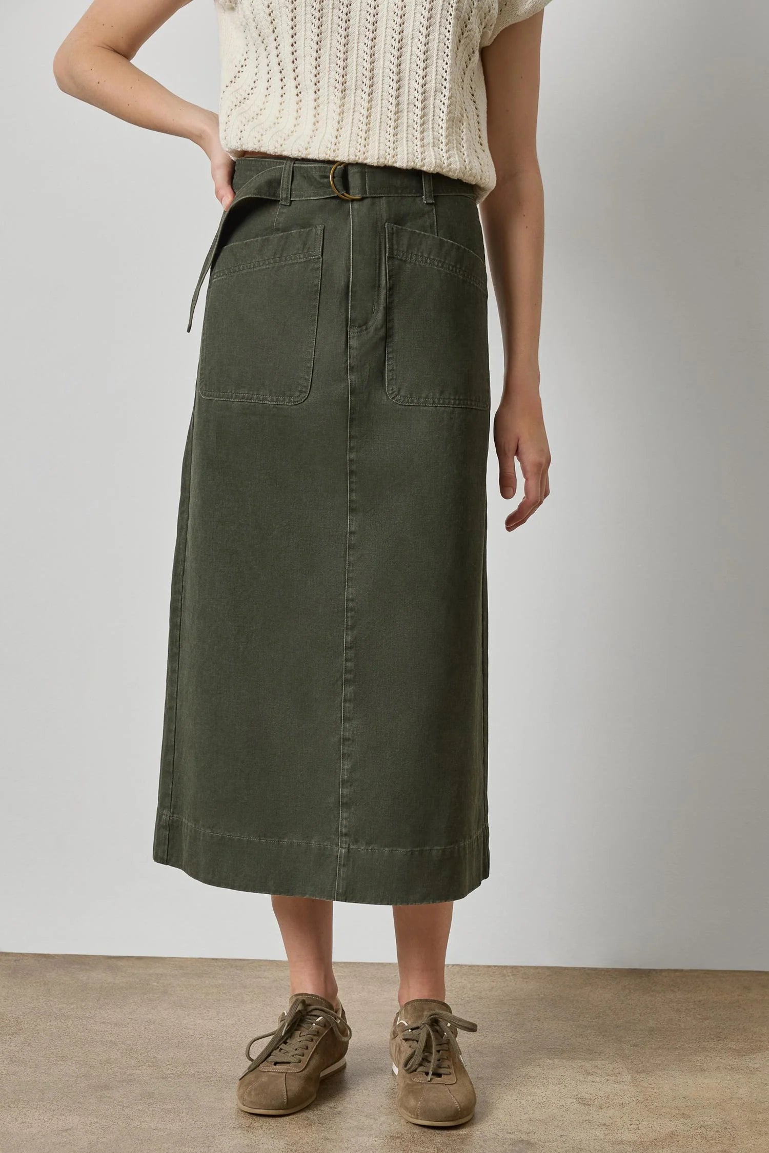 Lilla P Washed Twill Utility Skirt | Juniper