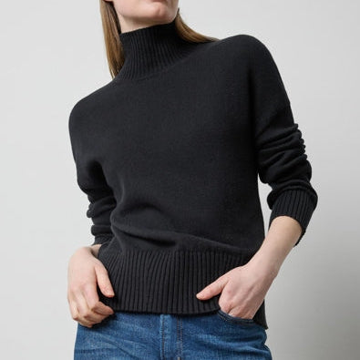 Lilla P Relaxed Mock Turtleneck Sweater | Black