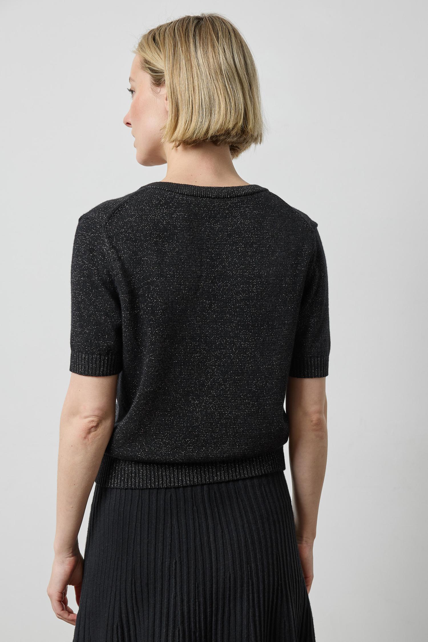 Lilla P V-Neck Sparkle Sweater | Black Sparkle