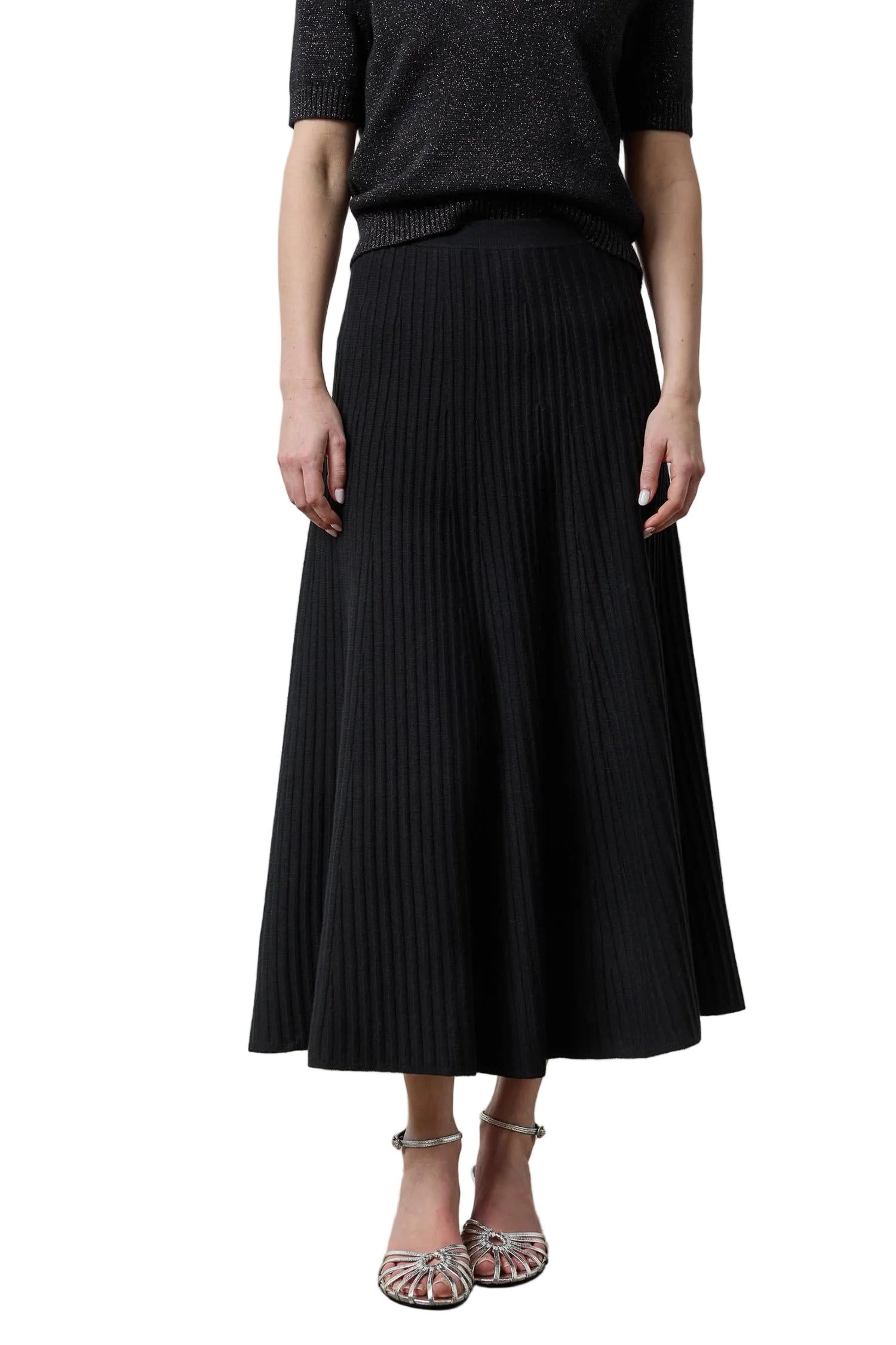 Lilla P Knit Flared Skirt | Black
