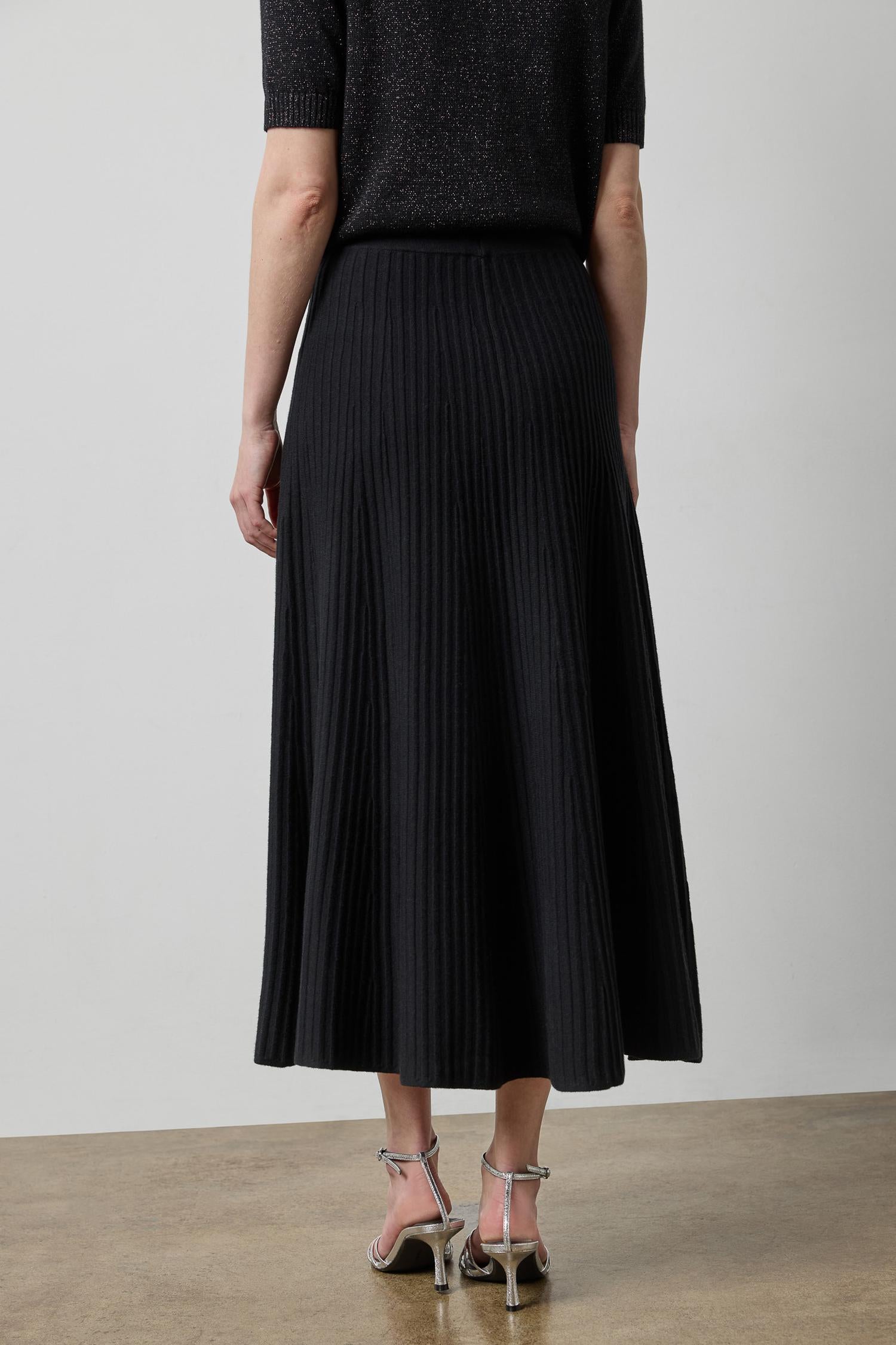Lilla P Knit Flared Skirt | Black