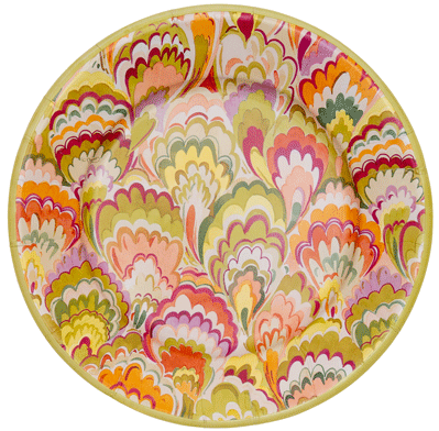 Caspari Marbled Ceramica Raspberry Plates - Salad and Dinner