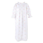 Lenora Long Sleeve Nancy Cotton Embroidered Nightgown - Blue