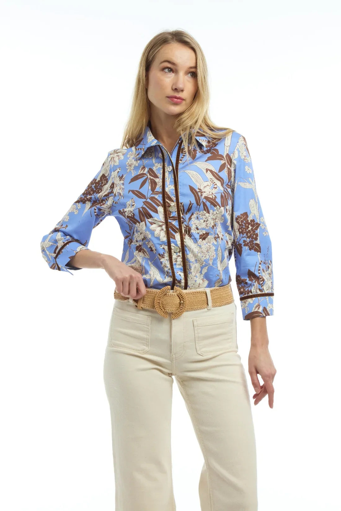 Patty Kim Essential Blouse | Blue/Chocolate