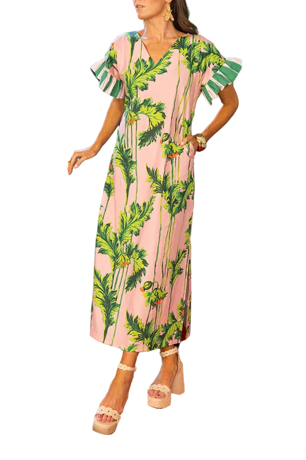 House of MBR Pink Regency Poppy Dress Long