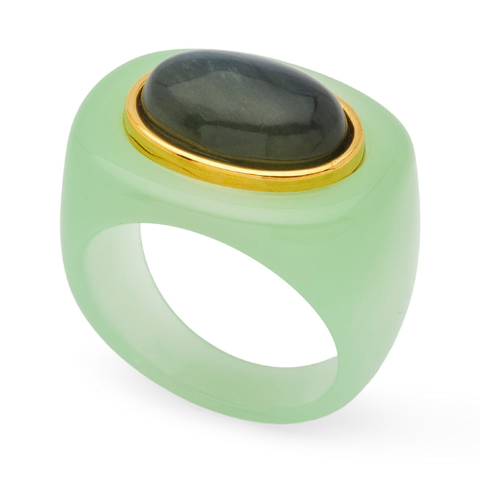 Aqua Resin - Labradorite Ring