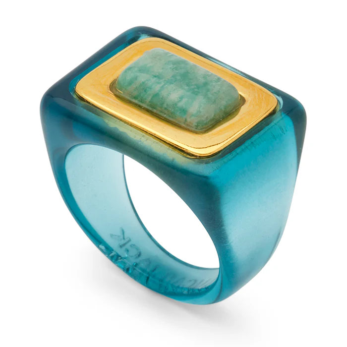 Deep Sea Blue Resin - Amazonite Ring