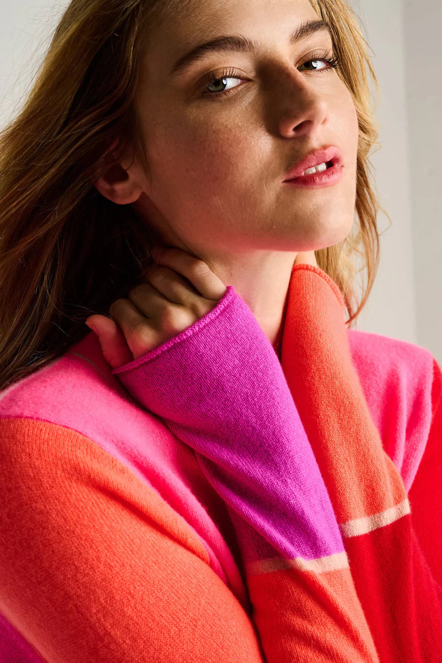Lisa Todd Block Talk  Sweater - Neon Pink Combo