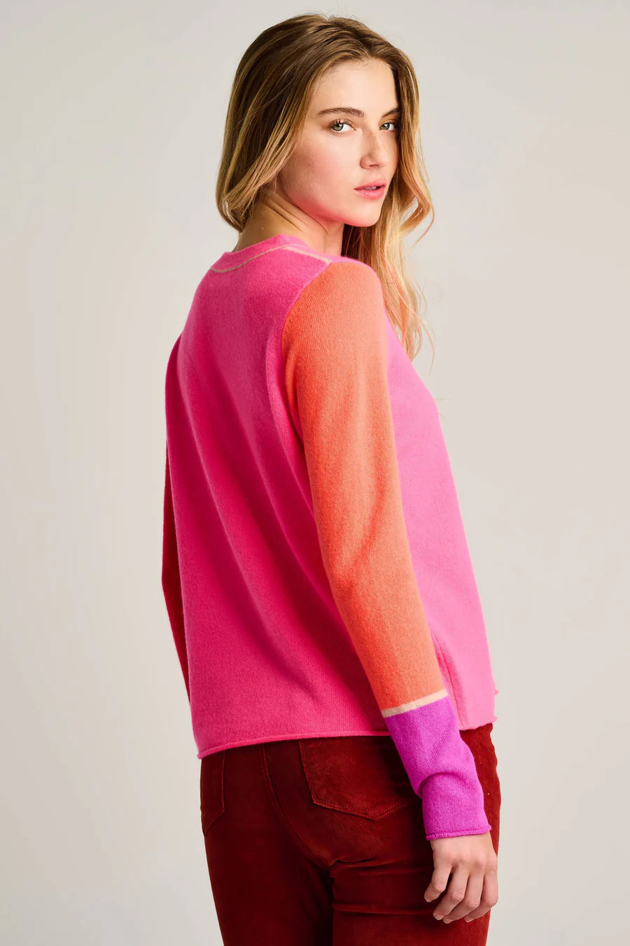 Lisa Todd Block Talk  Sweater - Neon Pink Combo