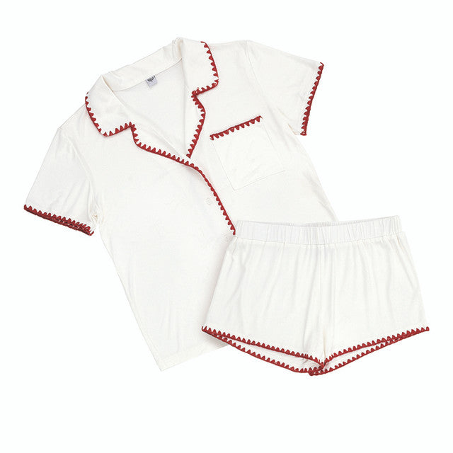 Red Stitched Bamboo PJ Set