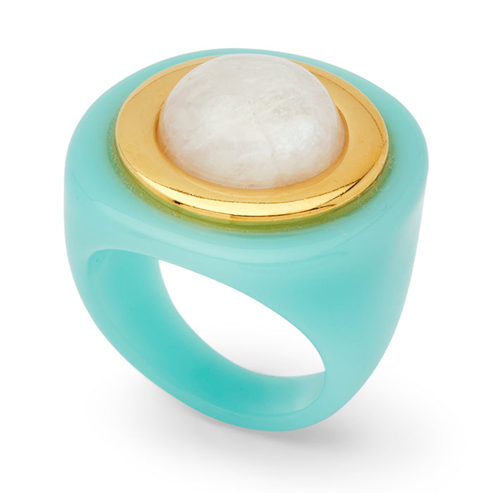 Turquoise Resin Moonstone Ring