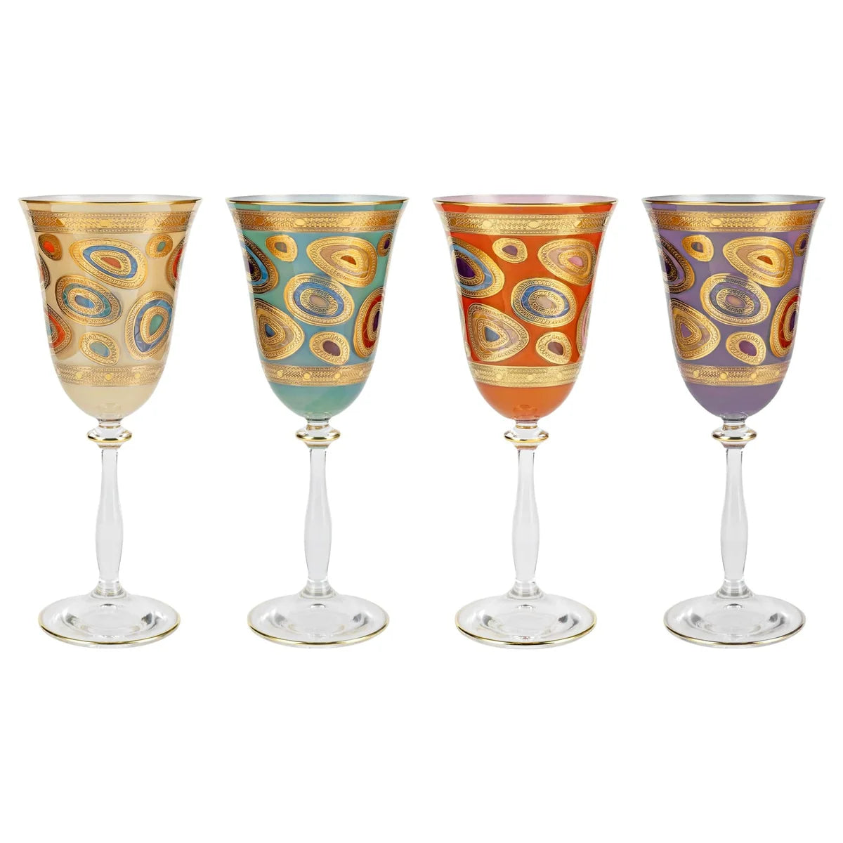Vietri Regalia Assorted Wine Glasses - 4 Colors