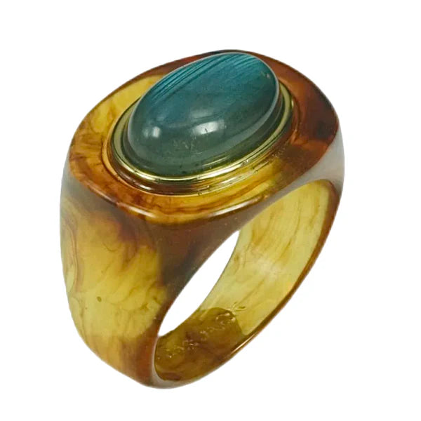 Lucas Jack Tortoise Shell Resin Ring - Labradorite