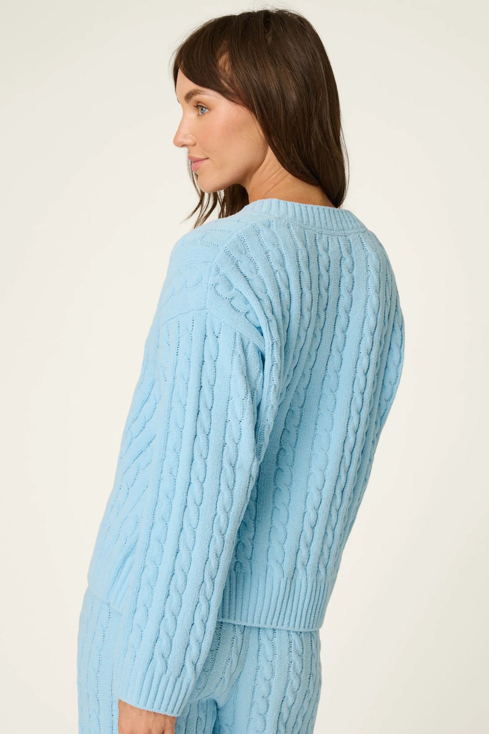 P.J. Salvage Short Cozy Chenille Cable Knit Set | Cloud Blue