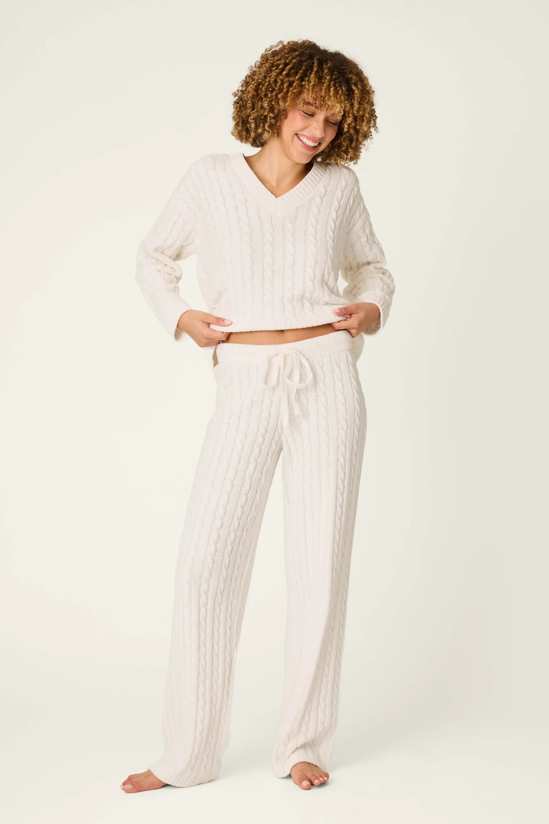 P.J. Salvage Cozy Chenille Cable Knit Set | Ivory