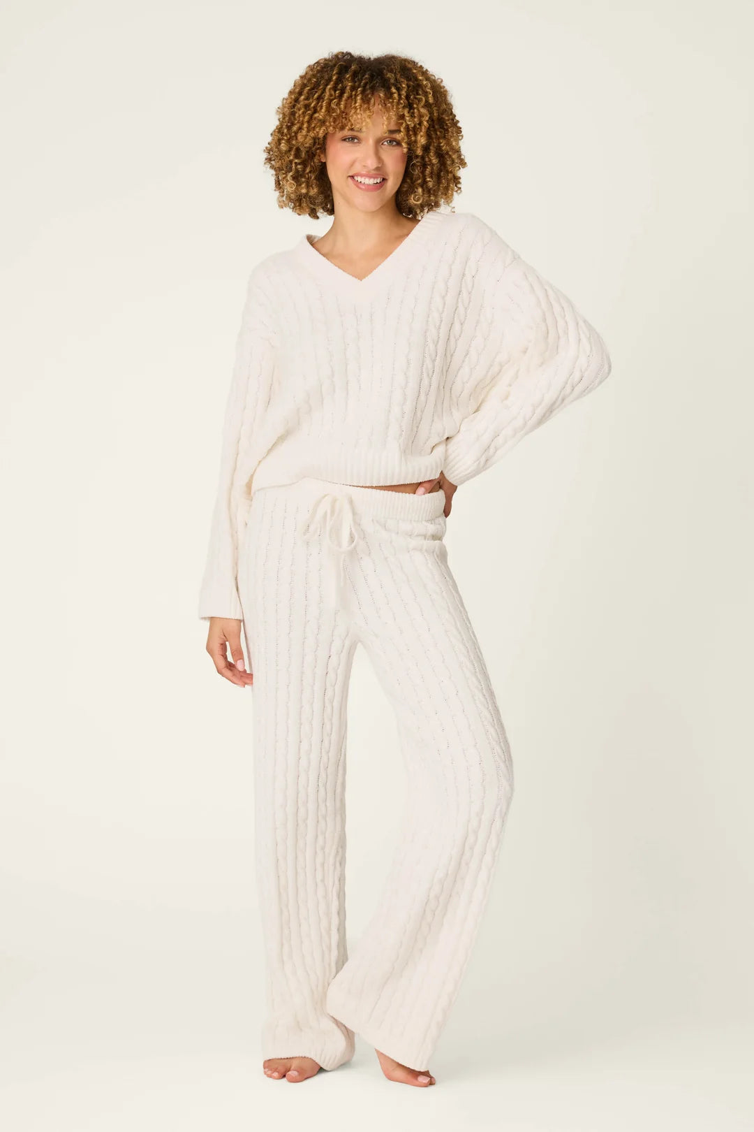 P.J. Salvage Cozy Chenille Cable Knit Set | Ivory
