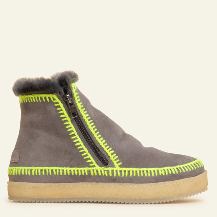 LaidBack London Grey/Neon Crochet Ankle Boot