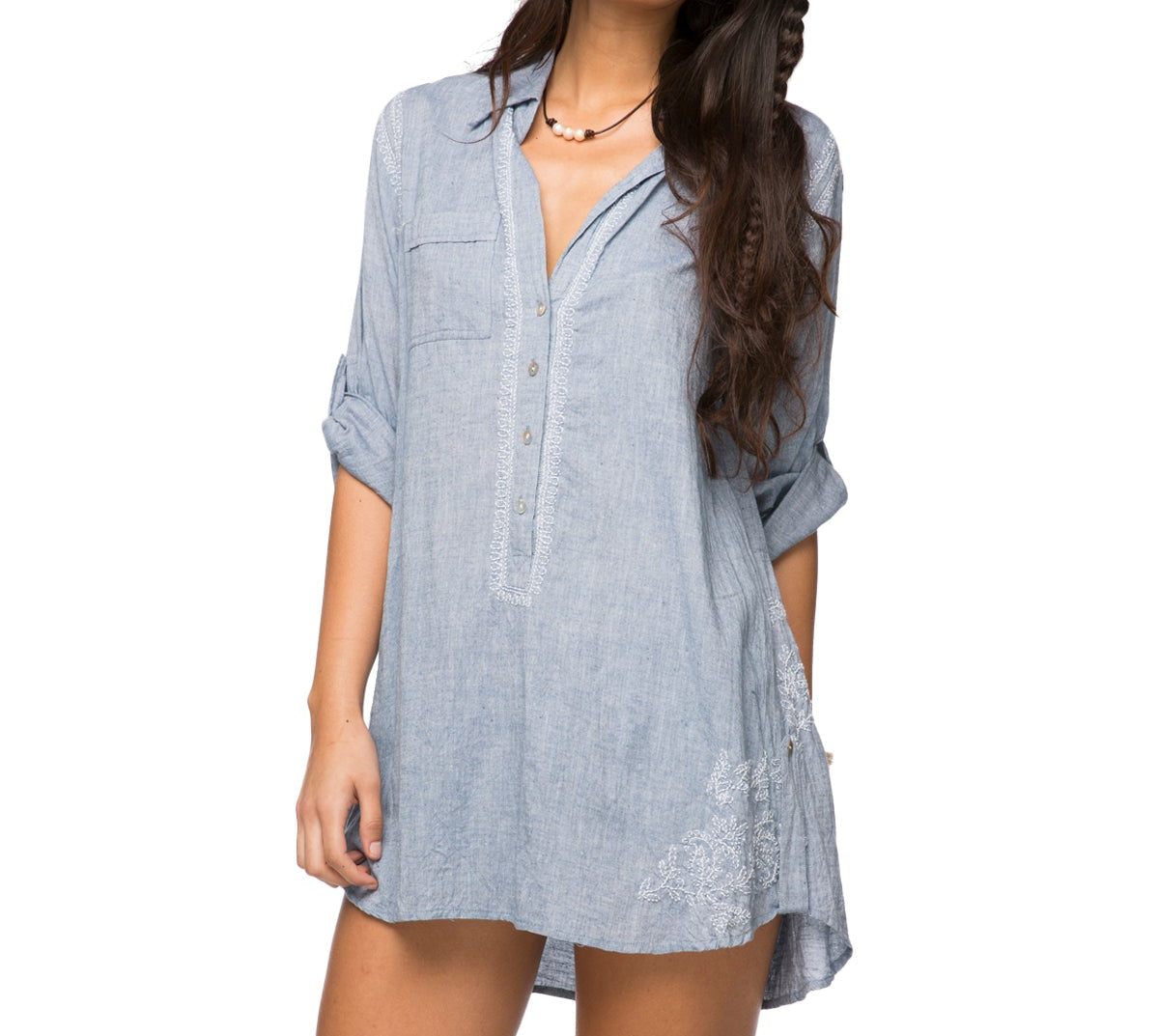 Chambray Boyfriend Shirt /Coverup - Denim
