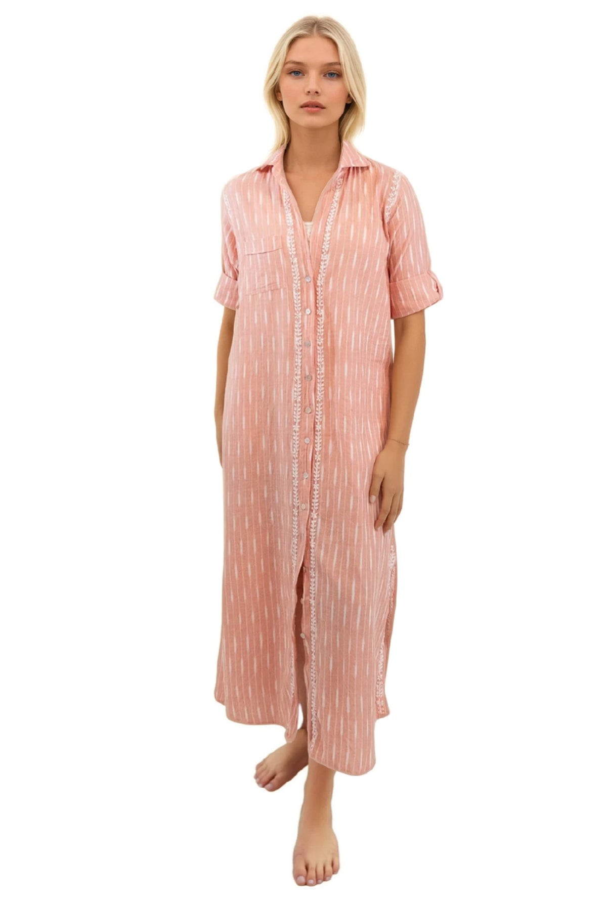 Oasis Ikat Boyfriend Dress - Sedona with White Ikat